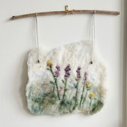 Felted Wall Art |Natural Branch Hanger | Lavender Design