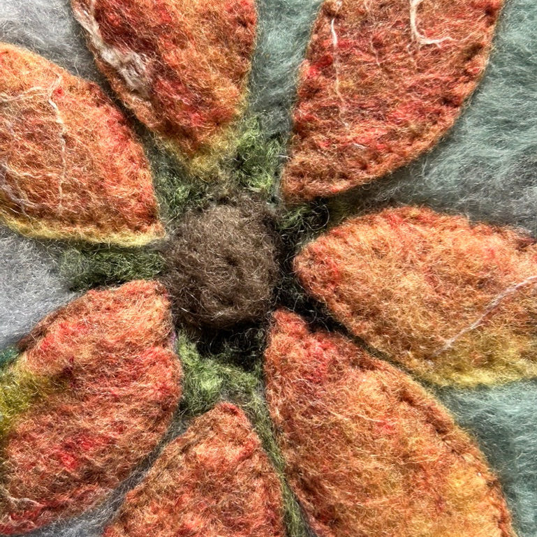 Felted Wall Art | Natural Branch Hanger | Orange Wildflower