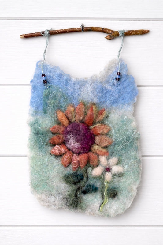 Wool Felted Orange Sunflower - Botanical Art - Small (Option B)