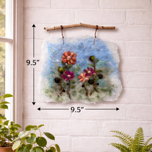 Wool Felted Botanical Wall Art | Natural Branch Hanger | Wildflower Design