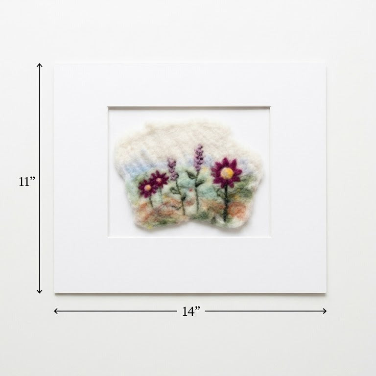 Wool Felted Botanical Wall Art | Studio Series 8"x10" (11"x14" Mat) | Wildflower Design