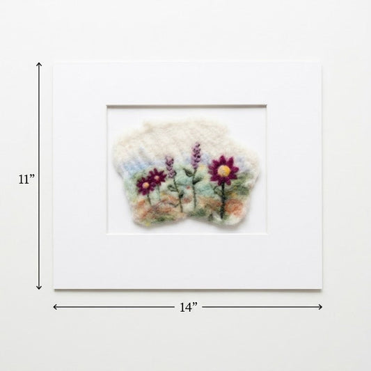 Wool Felted Botanical Wall Art | Studio Series 8"x10" (11"x14" Mat) | Wildflower Design