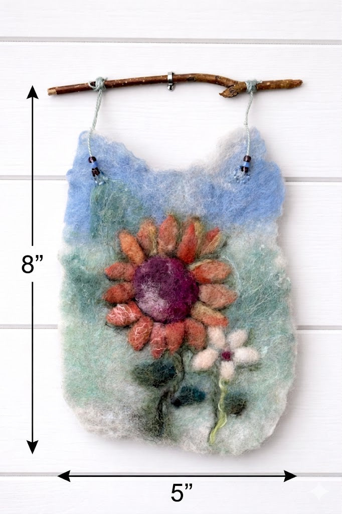 Wool Felted Orange Sunflower - Botanical Art - Small (Option B)