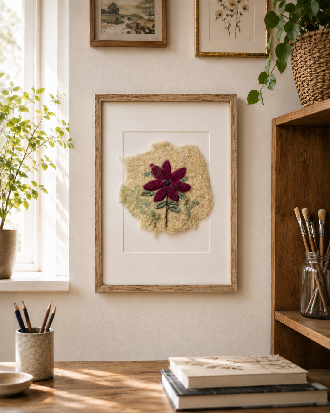 Felted Wall Art | 8"x10" (11"x14" Mat) | Wildflower Design
