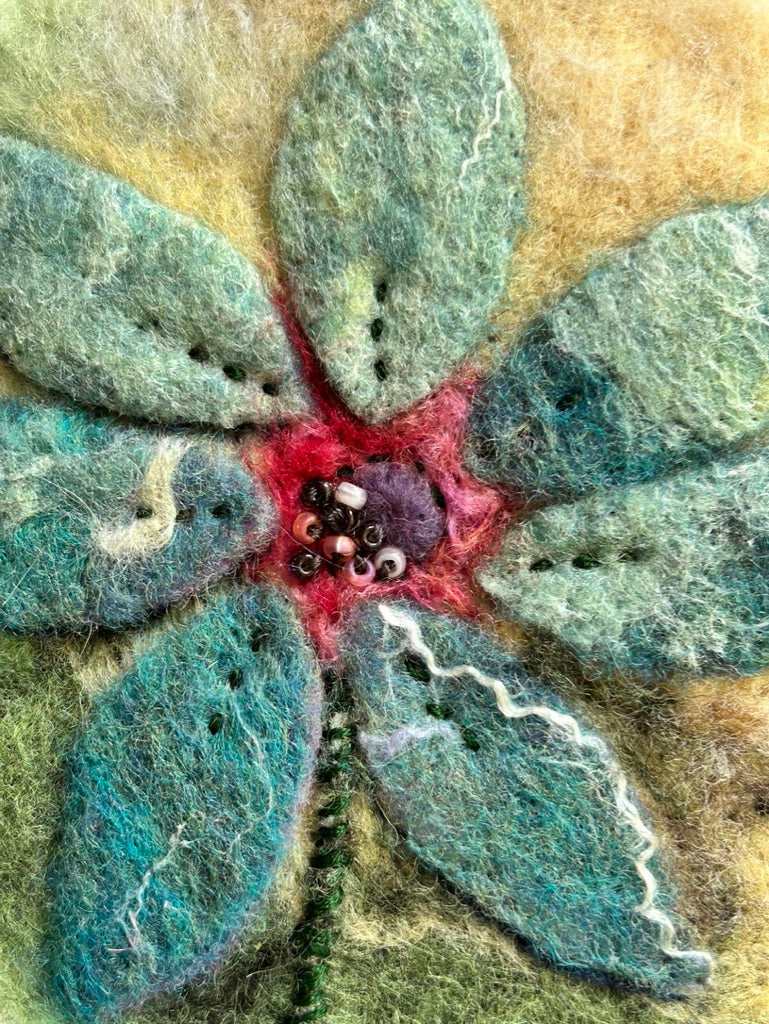 Felted Wall Art | 8"x10" (11"x14" Mat) | Blue Wildflower Design