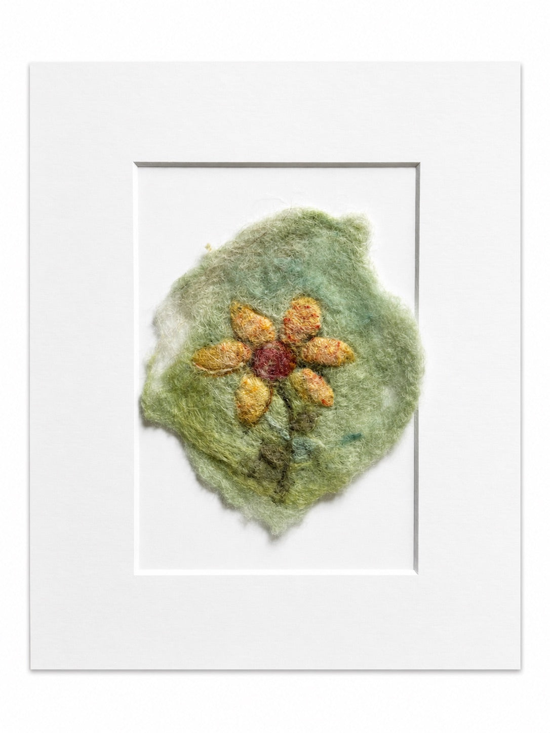 Felted Wall Art | 5"x7" (8"x10" Mat) | Yellow Wildflower #1