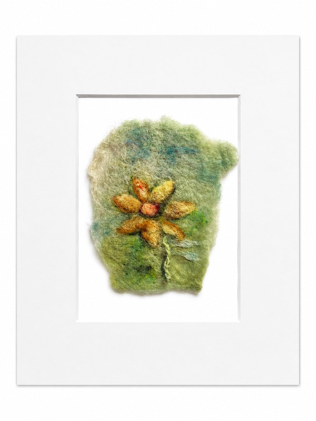 Felted Wall Art | 5"x7" (8"x10" Mat) | Yellow Wildflower #5