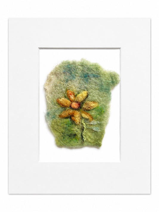 Felted Wall Art | 5"x7" (8"x10" Mat) | Yellow Wildflower #5