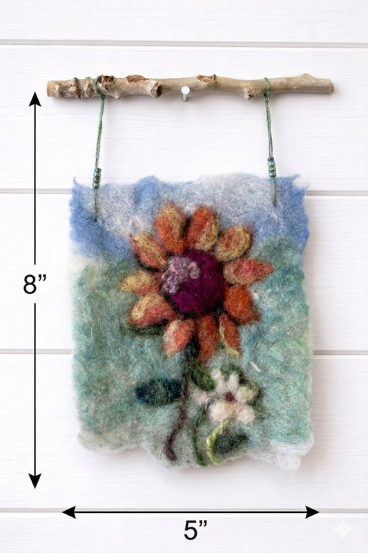 Wool Felted Orange Sunflower - Botanical Art - Small (Option A)
