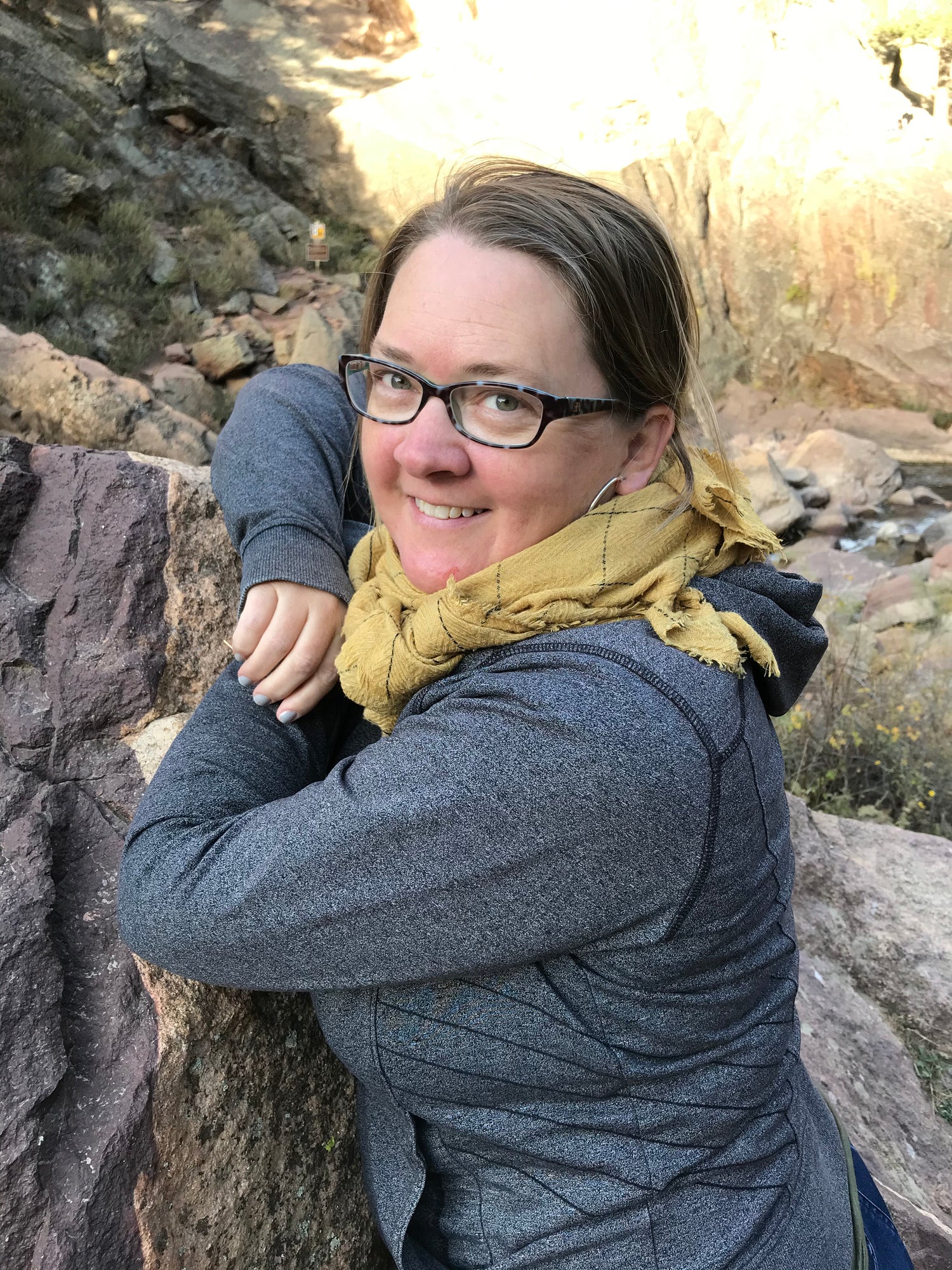 Founder and Fiber Artist, Sharon Schatz in a profile picture for the About Artist section on her website, Sharon Schatz Design