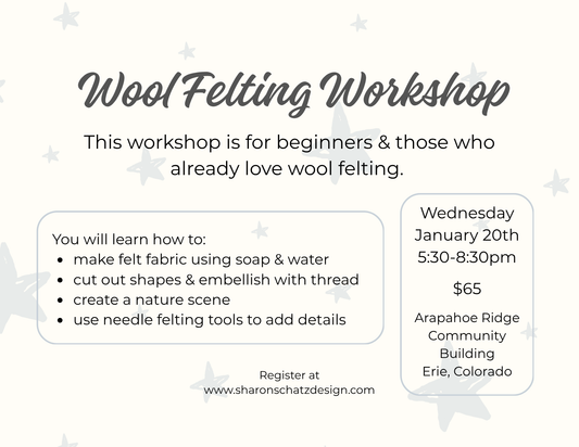 Wool Felting Workshop - In Person - January 20th, 2027